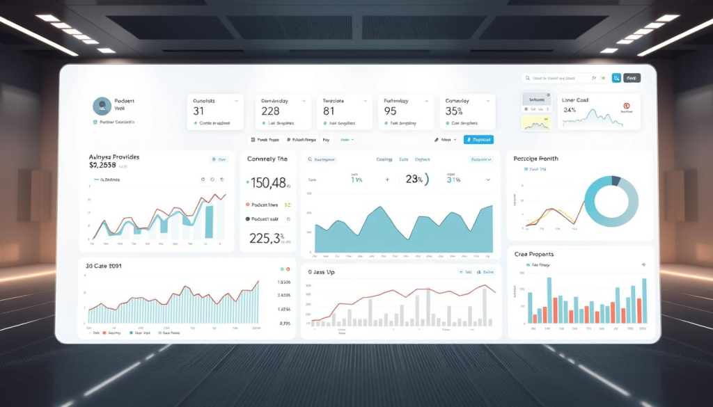 A meticulously crafted data visualization showcasing podcast growth metrics, rendered in a sleek, professional style. In the foreground, a series of interactive charts and graphs illustrate key performance indicators such as downloads, subscriber growth, and listener engagement over time. The middle ground features a clean, minimalist dashboard with intuitive controls and visualizations, allowing for deeper analysis of the data. The background evokes a serene, technology-driven ambiance with subtle lighting and muted tones, creating a sense of focus and clarity. Rendered with a high-quality, photorealistic aesthetic using a wide-angle lens and soft, directional lighting to capture the essence of data-driven podcast analysis.